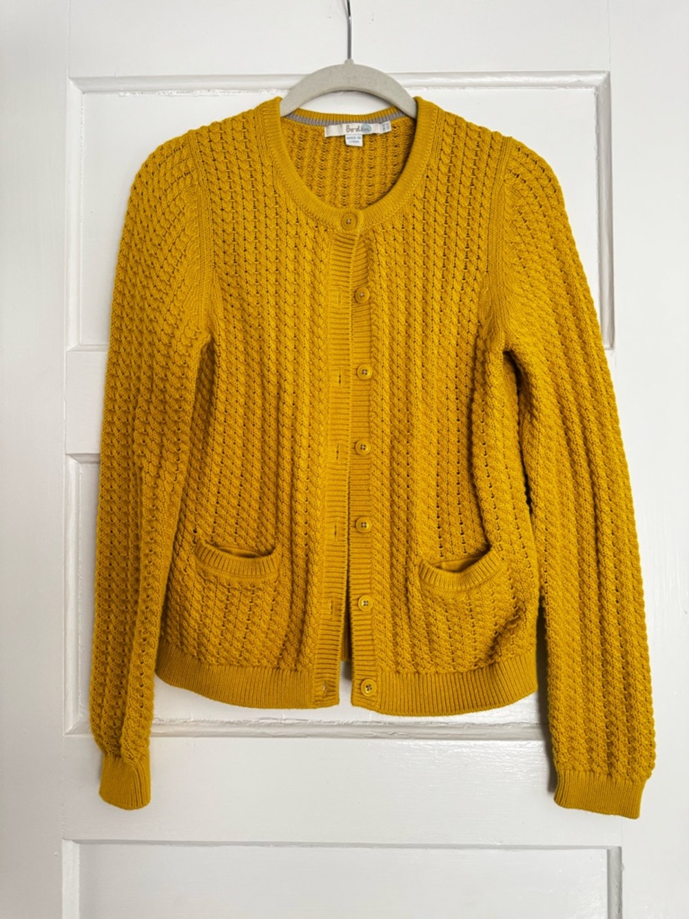 Boden Women’s Textured Button-Front Cardigan - Mustard Yellow Size 6